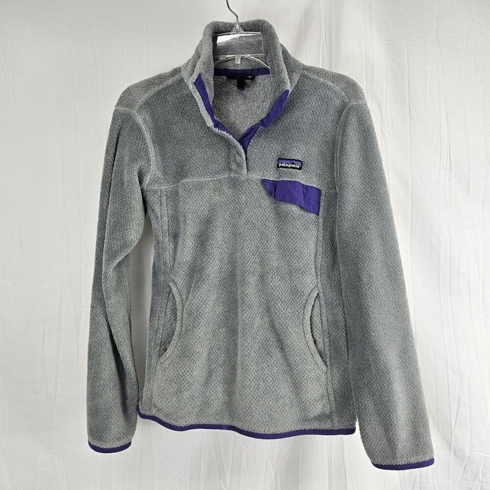 Patagonia Women's Re-Tool Snap-T Pullover Grey/Purple Size Medium